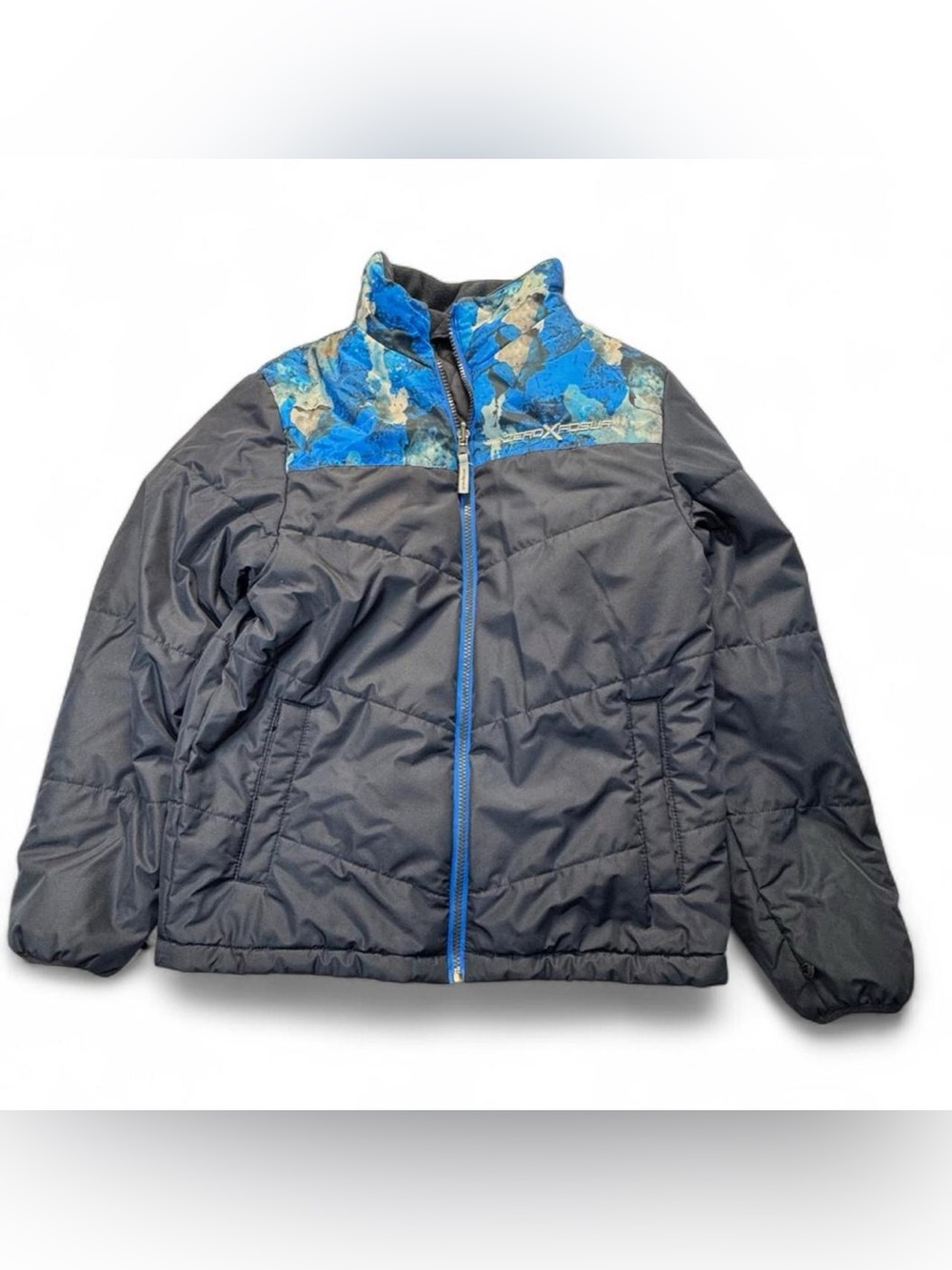 ZeroXposur Boys Blue Patterned Puffer Jacket XL 14/16 Insulated Winter Coat